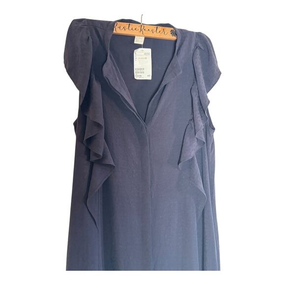 Women's H&M Navy Blue Dots Leopard Print Button down Sleeveless Midi Dress 12 - Picture 8 of 12